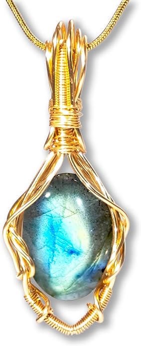 Natural Faceted Labradorite Pendant Necklace – Unique Stone of Magic & Transformation, Iridescent Flash Gemstone Jewelry, Handmade Healing Crystal Gift for Women, Birthday, Anniversary, Spiritual Awakening & Intuition