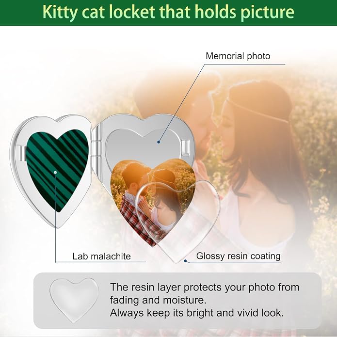 SOULMEET Personalized Silver Locket Necklace That Holds Pictures Photo Keep Someone Near to You, Memorial Custom Lockets Necklaces Letters Engraving for His Her