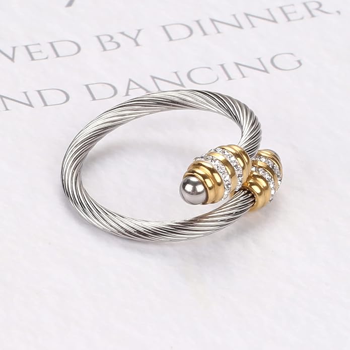 Dorriss Cable Rings Vintage Twisted Open Ring for Women Adjustable Designer Fashion Brand Stainless Steel Jewelry with Gift Box