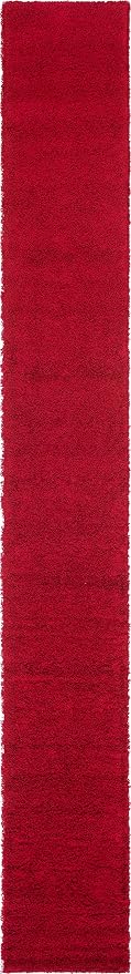 Unique Loom Solid Shag Collection Area Rug (2' 6" x 19' 8" Runner, Cherry Red)