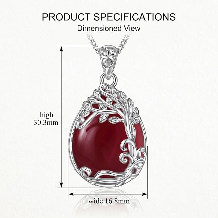 Teardrop Moonstone Necklace for Women Tree of Life/Filigree Birthstone Pendant Necklace Jewelry