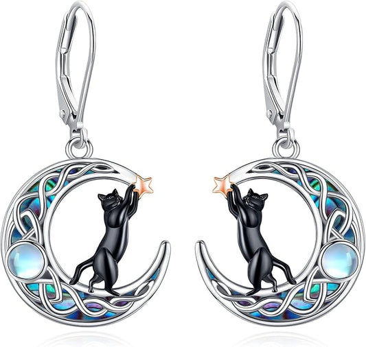 Tree of Life/Cat/Turtle/Butterfly/Flower/Celtic/Turquoise/Moonstone Dangle Earrings for Women Sterling Silver Cute Animals Drop Earrings Jewelry Gifts