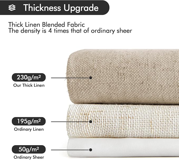 MIULEE Non-See-Through Privacy Linen Curtains 52W x 90L Inch Taupe | 2 Panels, Light Filtering, Semi Sheer Window Curtains, Farmhouse Textured, Back Tab Drapes for Bedroom Living Room