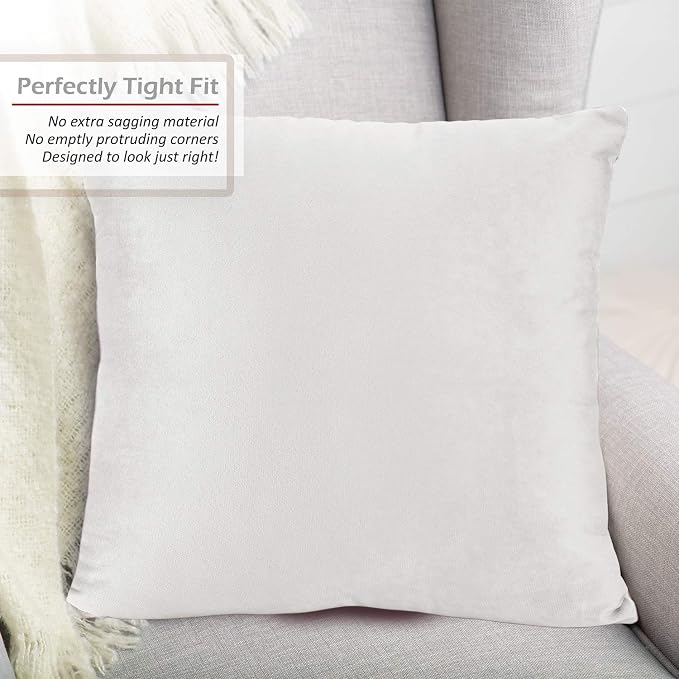 Nestl Throw Pillow Covers, Cozy Velvet Decorative Pillow Cases 24 x 24 Inches, Soft Solid Couch Pillow Covers for Sofa, Bed and Car, Set of 2 - White