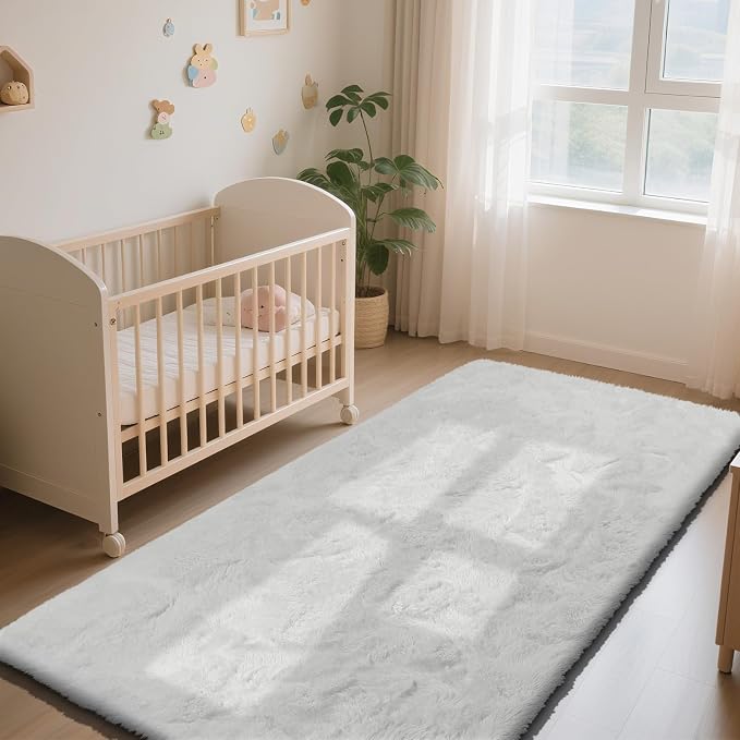 yongyangjuxin Soft Runner Rugs for Bedroom, White 2x8 Runners for Hallways Fluffy Rug Area Rug, Bedside Rug for Living Room Bedroom Room Home Decor