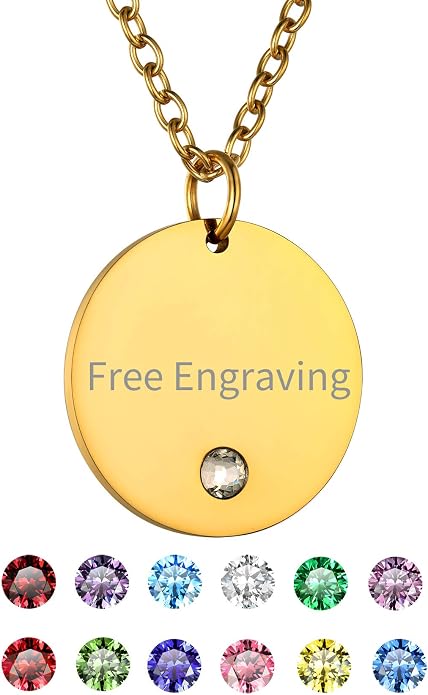 GOLDCHIC JEWELRY Personalized Birthstone Name Necklaces for Men Women, Engraved Family Names Necklace with Birthstone Vertical Bar Necklace, Pendant for Husband/Father/Grandma/Wife Birthday Gifts