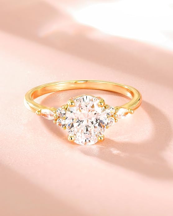 TIGRADE 3CT Engagement Ring Oval Cut Cubic Zirconia Marquise Round CZ Eternity Wedding Band for Women Size 3-12