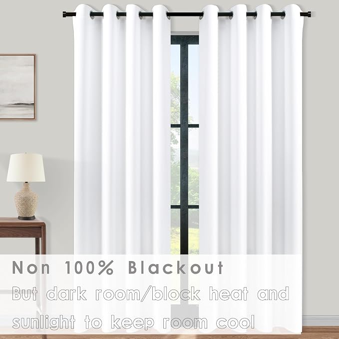KOUFALL Closet Curtains for Bedroom Closet Door,95 Inch Long Open Grommet 60-70% Blackout Privacy Thermal Door Divider Curtain for Doorway Hallway,94 95 in Length,White