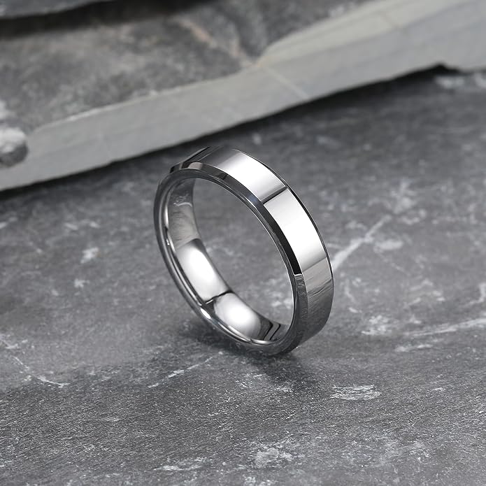 King Will BASIC Men Women 4mm/5mm/6mm/7mm/8mm Titanium Rings Polished Wedding Band Engagement Anniversary Band Comfort Fit