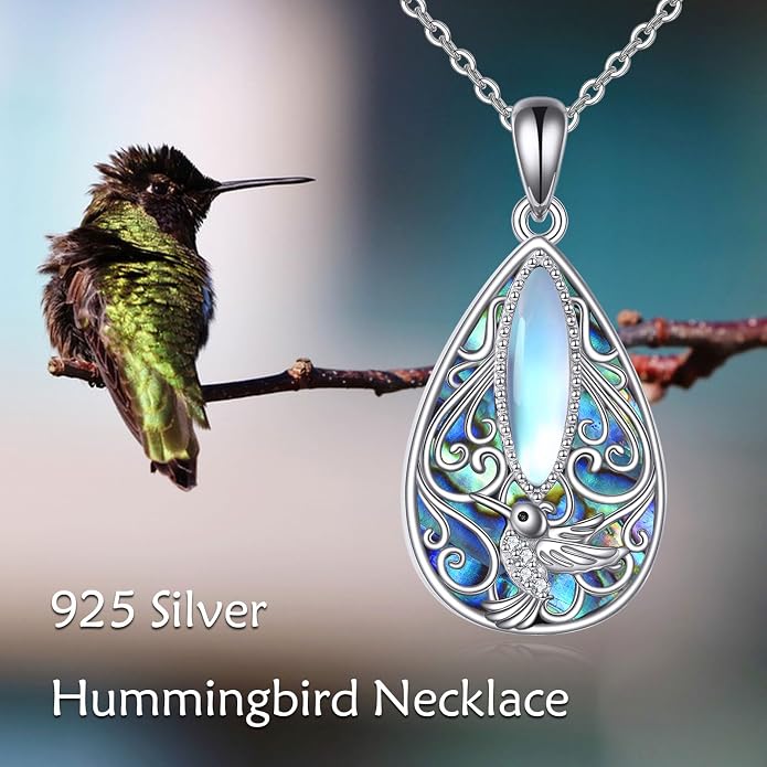 ONEFINITY Filigree Moonstone Necklace 925 Sterling Silver Bohemian Irish Celtic Necklace Abalone Shell Filigree Jewelry Gifts For Women