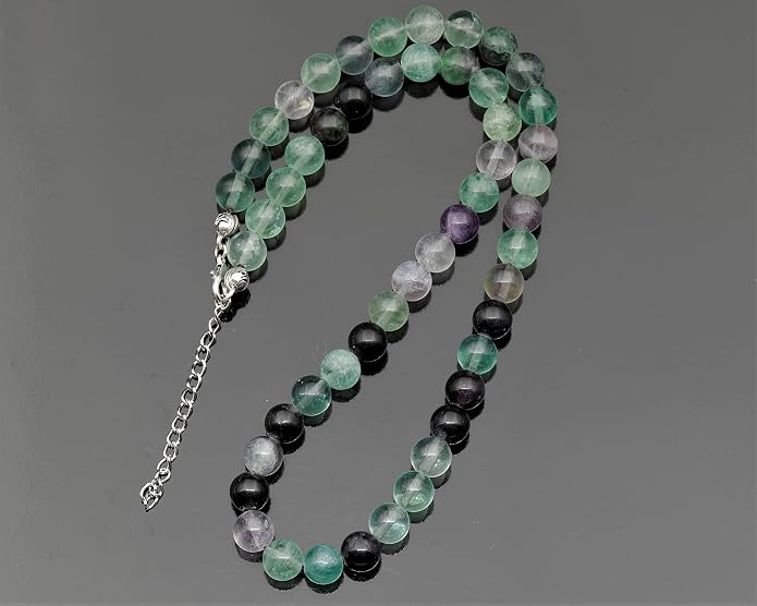 Natural Gemstone Beaded Choker Necklace | 8mm Handmade Adjustable Jewelry for Men & Women | Chakra Balancing Crystal Necklace | Spiritual Gift | Macrame Cord with Extender