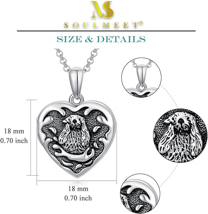 SOULMEET Personalized Silver Locket Necklace That Holds Pictures Photo Keep Someone Near to You, Memorial Custom Lockets Necklaces Letters Engraving for His Her
