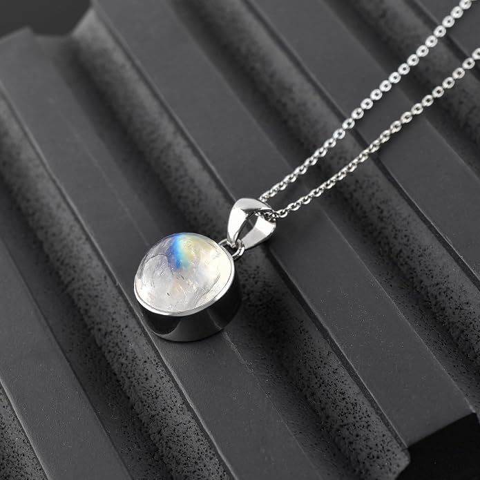 Raw Gemstone Dainty Pendant Necklace for Women, Trendy Healing Chakra Crystal, Birthstone Handmade 925 Sterling Silver Adjustable 18 inch Chain Jewelry, Birthday Gifts