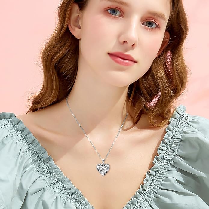 Dorunmo Personalized Locket Necklace 925 Sterling Silver that Holds Pictures Butterfly Birthstone Photo Heart Locket Custom Jewelry Congratulations New Beginnings New Job Gifts for Women