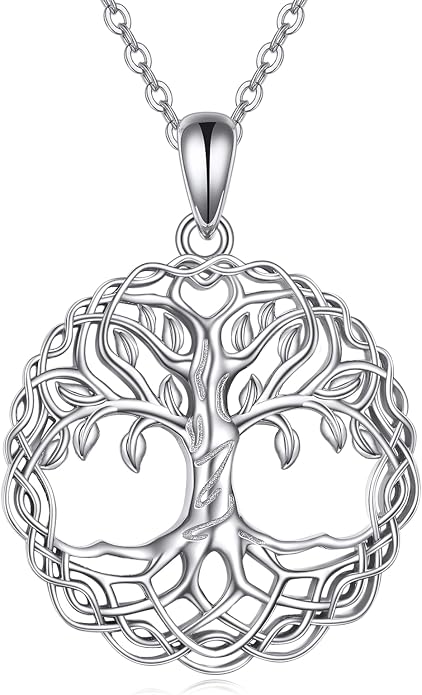 VONALA Tree of Life Necklace 925 Sterling Silver Filigree Pendant Tree Necklace Celtic Knot Family Tree Jewelry Birthday Christmas Gifts for Mom Wife Her