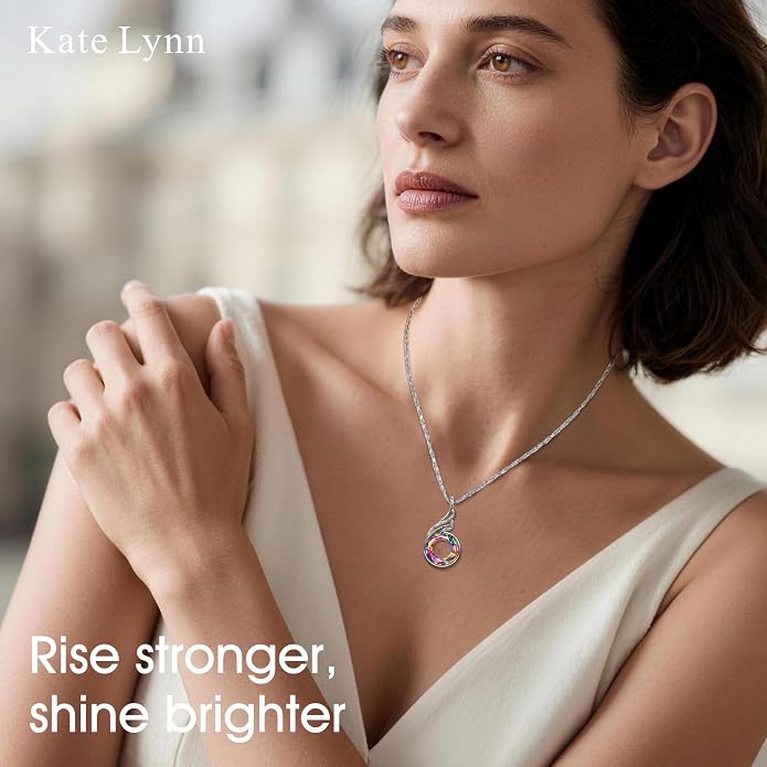 Kate Lynn "Rise From the Ashes Phoenix Necklace Made with Crystals from Austria, 18"+2" Necklace, Packaged with Jewelry Box, Birthday Gift for Women, Symbol of Luck and Renewal