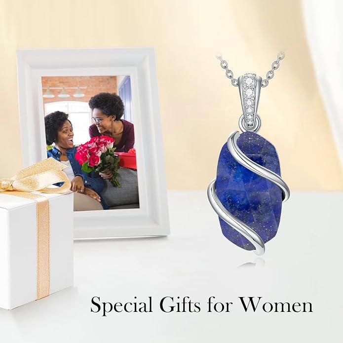 HPQQ Necklace for Women 925 Sterling Silver Dainty Gemstone Pendant Fine Jewelry Birthday Mothers Day Gifts for Mom Wife Her