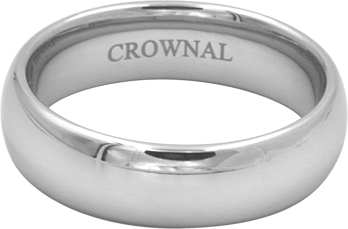 CROWNAL 1mm 2mm 3mm 4mm 5mm 6mm 7mm 8mm Tungsten White/Yellow Gold/Rose Gold Plated Wedding Band Ring Men Women Plain Dome Polished Comfort Fit
