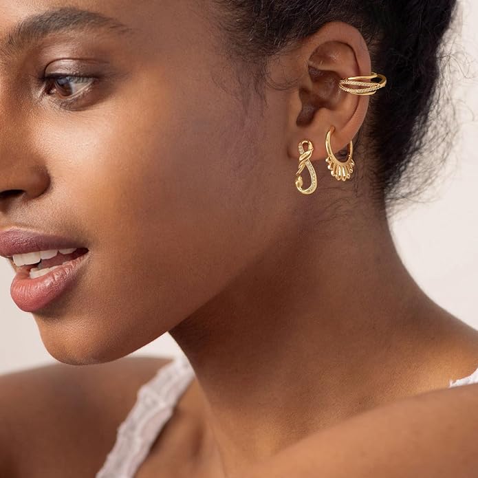 MYEARS Women Ear Cuff Earring Gold Non Pierced Ear Cartilage Clip on Wrap Hoop 14K Gold Filled Tiny Boho Beach Simple Minimalist Delicate Handmade Hypoallergenic Jewelry Gift-Sold as Single/Pair