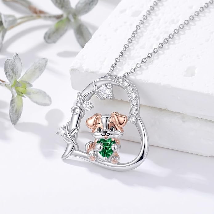 PELOVNY Teddy Bear Necklace for Women 925 Sterling Silver Bear/Highland Cow/Fox/Cat/Axolotl Birthstone Necklace Christmas Birthday Jewelry Gifts for Mom Daughter Wife Sister