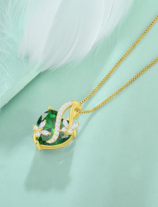 Butterfly Necklaces for Women Sterling Silver Infinity Heart Pendant Birthstone Jewelry Gift with 14k Yellow Gold/Rose Gold Plated