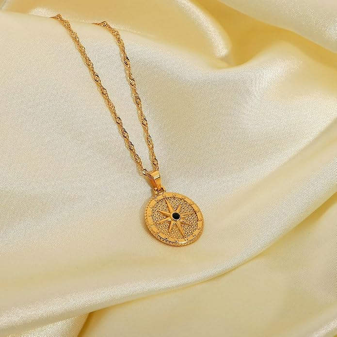 Unisex Celestial Gold Pendant Necklaces, Sun/Moon/Star/Angle Celestial Elements Unisex Choker Gold Lover Chains for Men and Women Jewelry