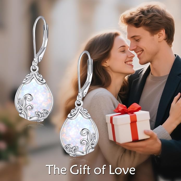 POPLYKE Celtic Filigree Teardrop Drop Dangle Earrings Sterling Silver Leverback Earrings Jewelry for Women