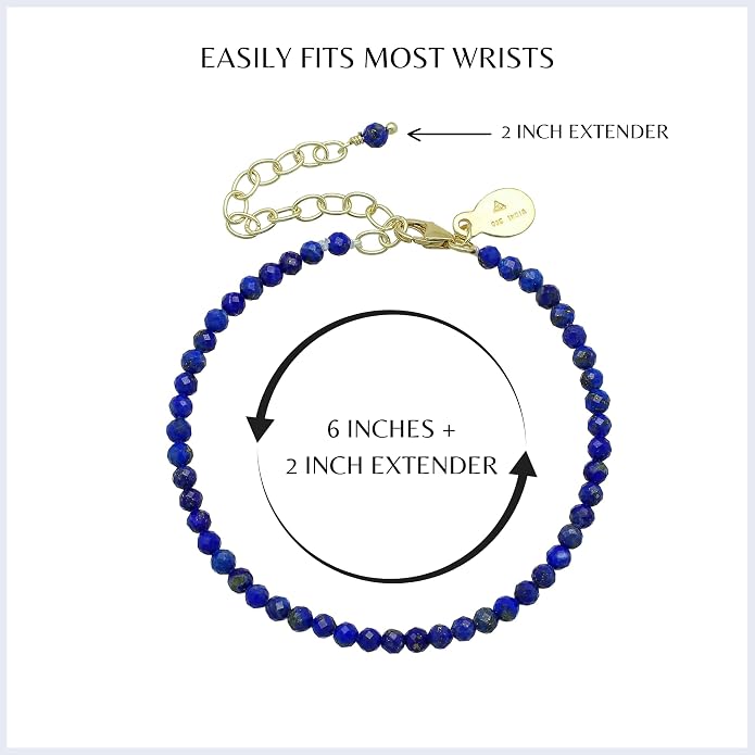 Faceted Bracelet for Women, Certified 925 Sterling Silver with 18K Gold Vermeil Healing Crystal Bracelets for Women - Crystals and Healing Stone Bracelet Women Jewelry for Gift