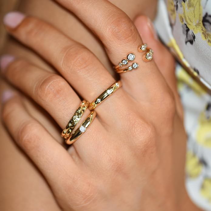 espere 14K Gold Thin Dome Ring for Women | Gold Pinky Ring Minimalist Signet Ring