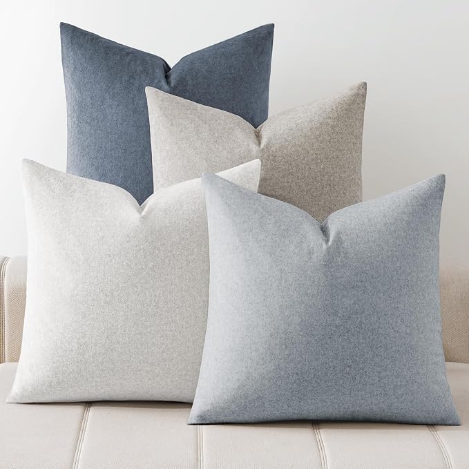 a moment Waterproof Throw Pillow Covers Set of 4,20x20 Inch Outdoor Stain Resistant Pet Friendly Pillowcases Cushion Covers for Patio Sofa and Living Room,Blue