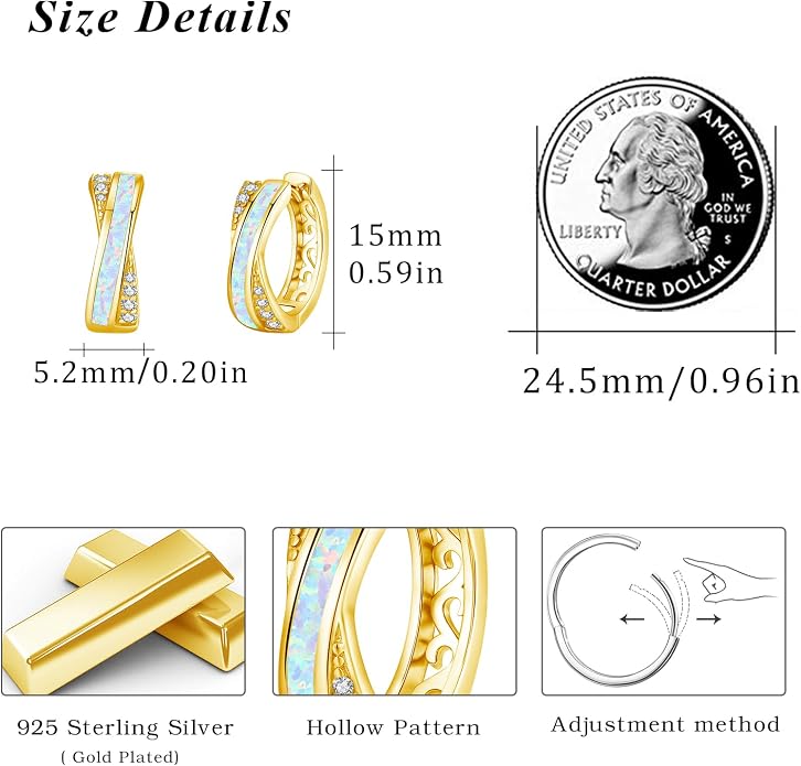 MEDWISE Mothers Day Gifts for Mom Multi Colored Opal Hoop Earrings for Women 925 Sterling Silver Huggie Hoop Earrings Jewelry Gift for Women Daughter Wife Mom Friends