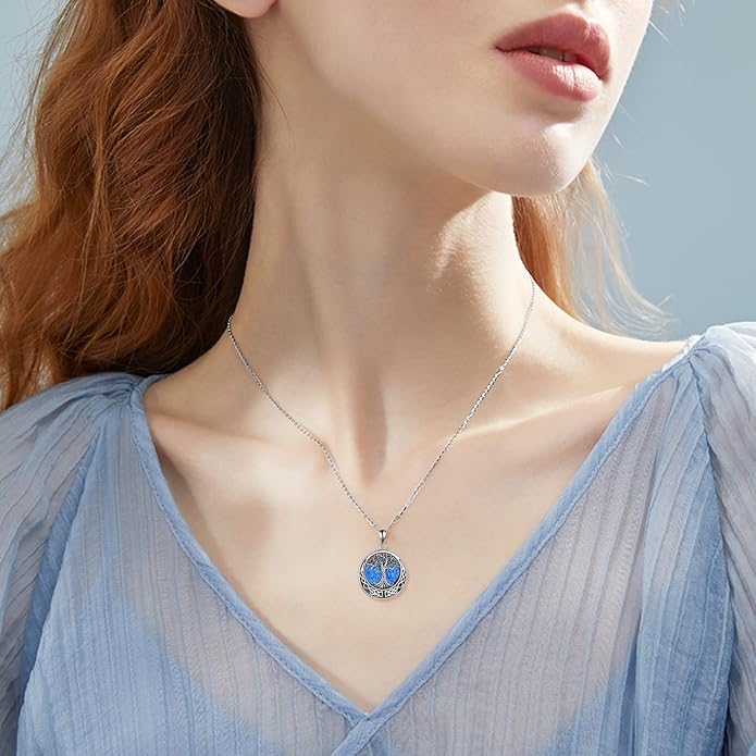 ONEFINITY Tree of Life Necklace 925 Sterling Silver Abalone Shell Celtic Knot Pendant Necklace for Women Jewelry