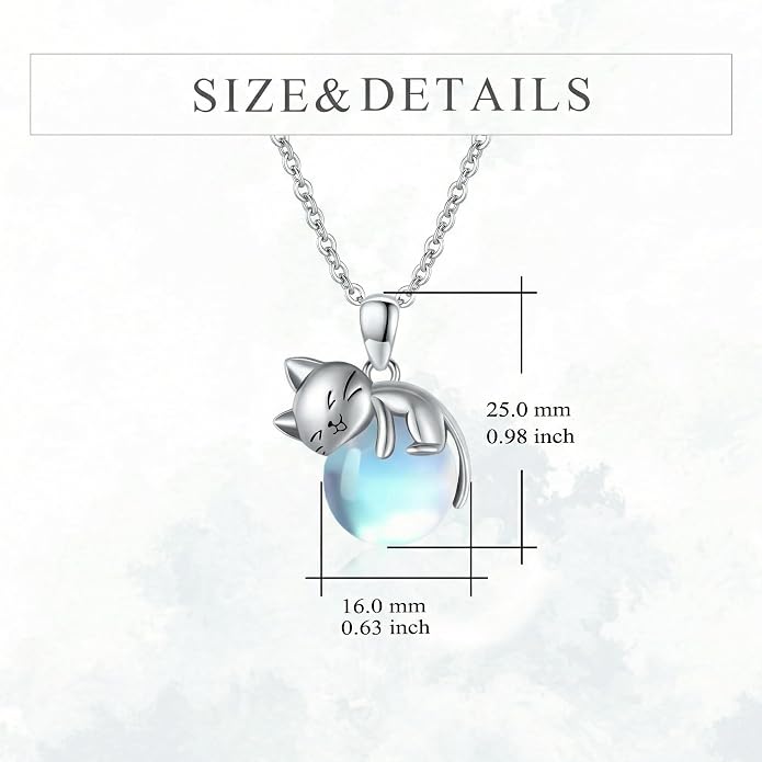Cat Necklace Sterling Silver Cat Zircon Pendant Gothic Jewelry for Women Animal Lovers Gifts