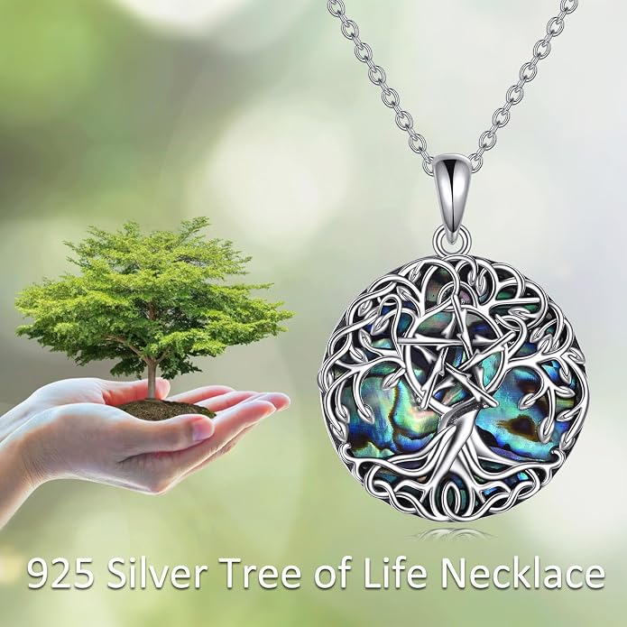 YFN Tree of Life Necklace Sterling Silver Celtic Knot Tree Pendant Jewelry Gifts for Women Men