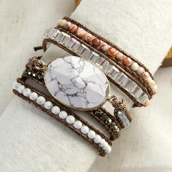 Women Wrap Bracelets Boho Natural Stone Jasper Turquoises Strand Bracelet Jewelry Collection