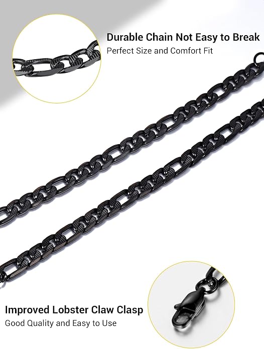 PROSTEEL Silver/Gold/Black Bracelets for Men Figaro Cuban Link, 6mm-13mm Width, 7.5"/8.3"/9" Length, Stainless Steel Mens Bracelet Jewelry with Gift Box