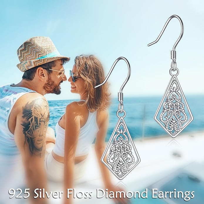 AOBOCO Abalone Shell Earrings for Women 925 Sterling Silver Airplane Celtic Knot Dangle Leverback Earrings Jewelry Mothers Day Birthday Gifts for Mom Friends