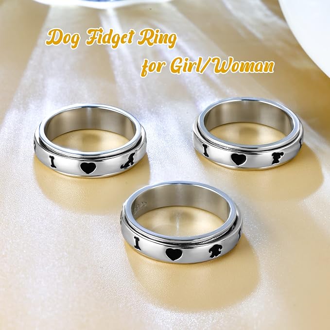 Fidget Ring Spinner Ring for Anxiety Women Men Daughter Real S925 Sterling Silver Fidget Ring