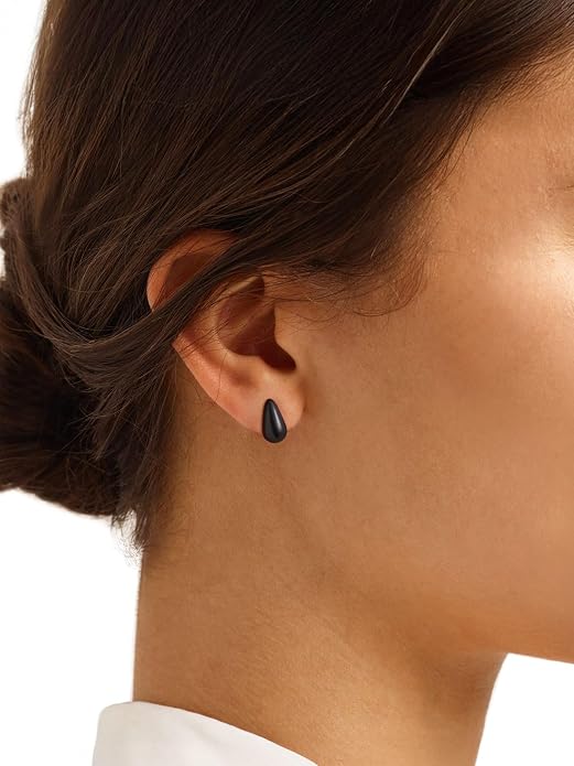 KeyStyle Chunky Gold Hoop Earrings for Women Trendy, Stainless Steel TearDrop Hoops Earring, Lightweight Water Drop Ear Jewerly