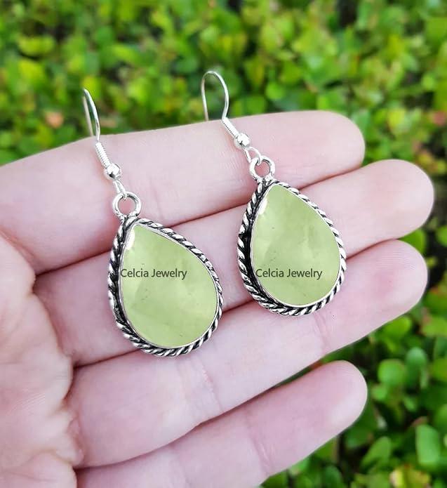 Pure 925 Sterling Silver Dangle Drop Earrings for Women, Pear Gemstone Handcrafted Earrings for Women & Girl ('Amethyst)