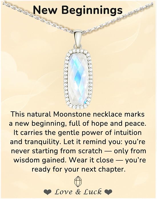 Natural Gemstone New Beginnings Birthday Graduation Gifts 925 Silver Jewelry Plated with 18K Gold Protection Necklace for Women