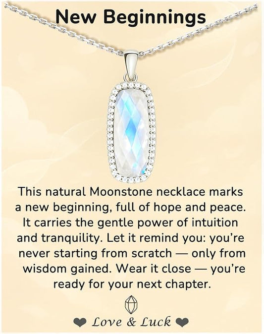 Natural Gemstone New Beginnings Birthday Graduation Gifts 925 Silver Jewelry Plated with 18K Gold Protection Necklace for Women