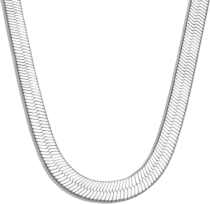 WomenGifts 14K Gold Silver Plated Herringbone Necklace for Women, Dainty Snake Chain Choker, Trendy Simple Long Layered Jewelry Non Tarnish, 3/4/5/8mm,14,16,18,20,22,24,26 Inch Thin & Chunky Options