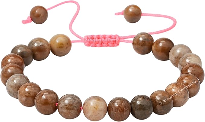 Amazing Gemstone Original Sunstone Bracelet for Women Men's Gifts - Protection Healing Crystal Bracelet - 8mm Beaded Adjustable Bracelet Pulseras para Hombres Mujer Stocking Stuffers
