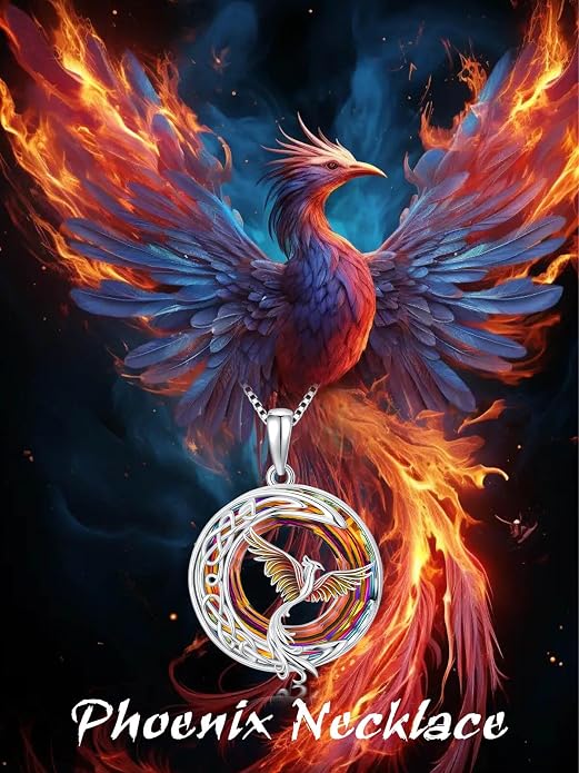 TOUPOP Phoenix Necklace 925 Sterling Silver Crystal Pendant Phoenix Rising Jewelry Women Birthday Mothers Day Gifts for Women