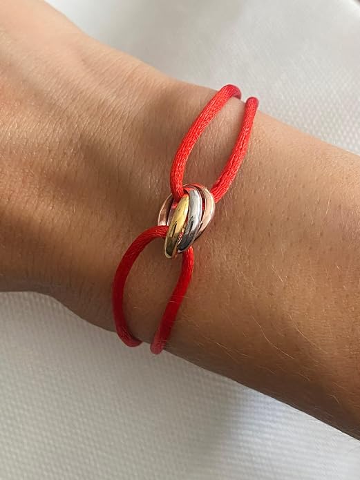 Joy-D 3 Rings Bracelet - String Bracelet with 3 Colors Rings, Adjustable Cord, High Quality Women&Men Bracelet, Gold Jewelry, Perfect Gift for Her&Him