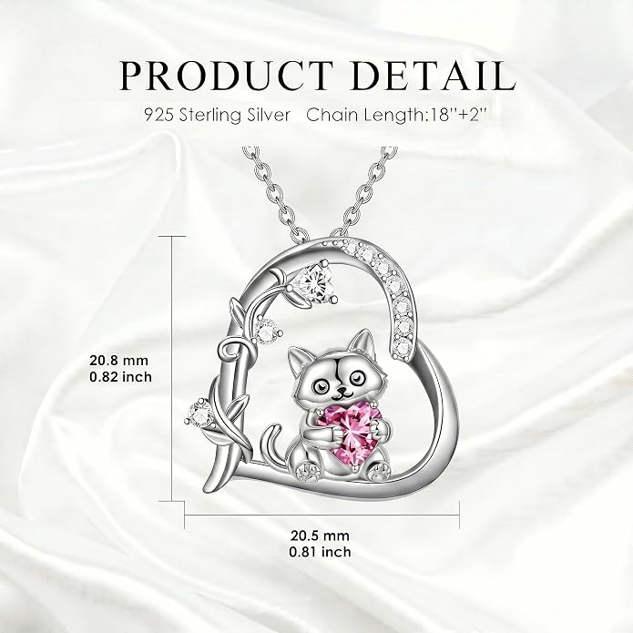 PELOVNY Teddy Bear Necklace for Women 925 Sterling Silver Bear/Highland Cow/Fox/Cat/Axolotl Birthstone Necklace Christmas Birthday Jewelry Gifts for Mom Daughter Wife Sister