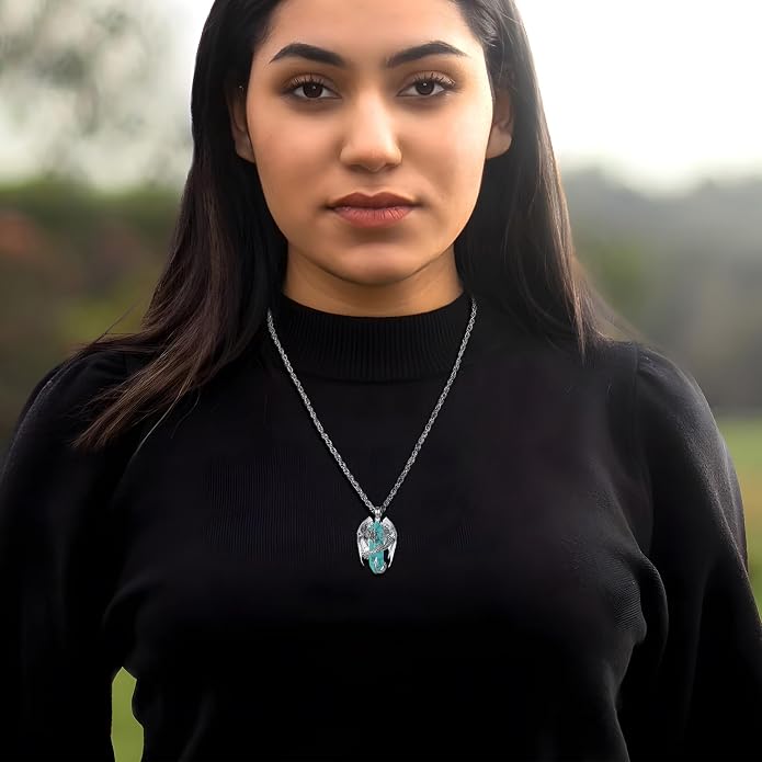 INFUSEU Unique Dragon Necklaces with Healing Crystal Stone for Men Women, Personalized Spiritual Gifts, 24 Inch Chain