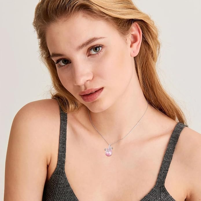 PRAYMOS S925 Sterling Silver Birthstone Necklaces for Women Dainty CZ Necklace Dragonfly Pendant Minimalist Jewelry Gift