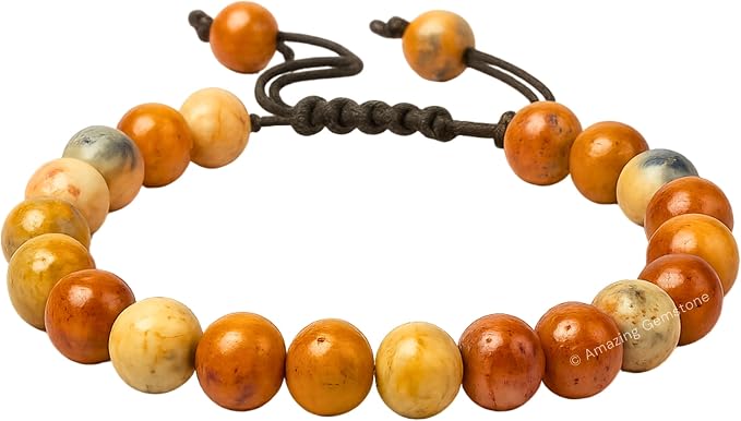 Amazing Gemstone Crazy Lace Agate Bracelet, Gifts for Men & Women - Protection Healing Crystal Bracelet - 8mm Gemstone Beaded Adjustable Bracelet, Pulseras para Hombres Mujer Stocking Stuffers